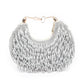 Rajwada Silver Polyester Silver Bead Work Hand Bag For Women