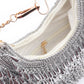 Rajwada Silver Polyester Silver Bead Work Hand Bag For Women