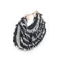 Rajwada Black And Silver Suede Bead Work Hand Bag For Women