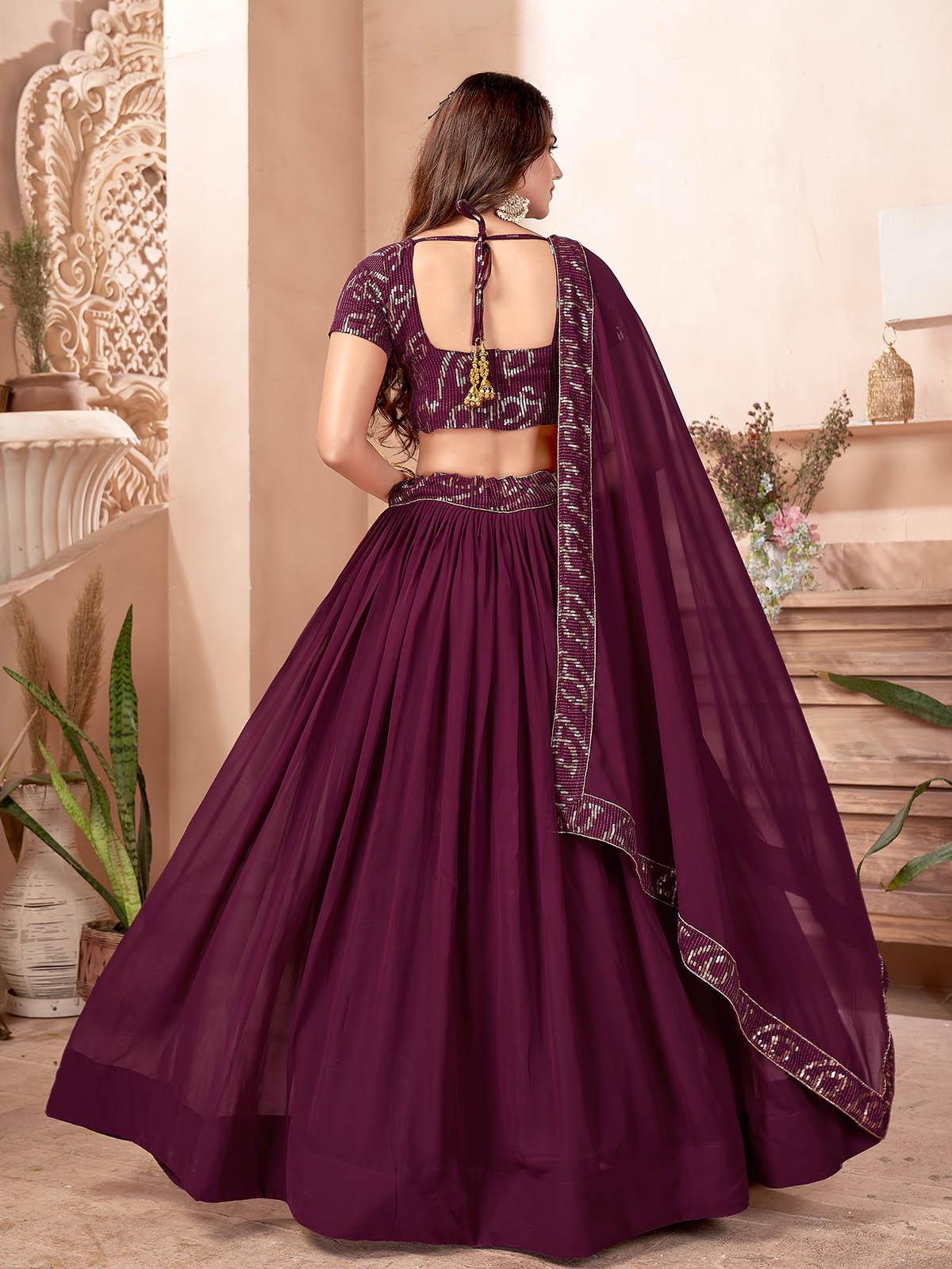 Purple Faux Georgette Lehenga Set - Rajwada
