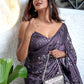 Rajwada Women Purple Sequin Saree With Unstitched Blouse