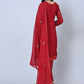 Rajwada Women Maroon Embroidered Georgette Semi Stitched Straight Partywear Suit