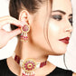 Ravishing White And Maroon Choker Necklace Set - Rajwada