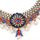 RED AND BLUE STONES AND KUNDAN SET - Rajwada