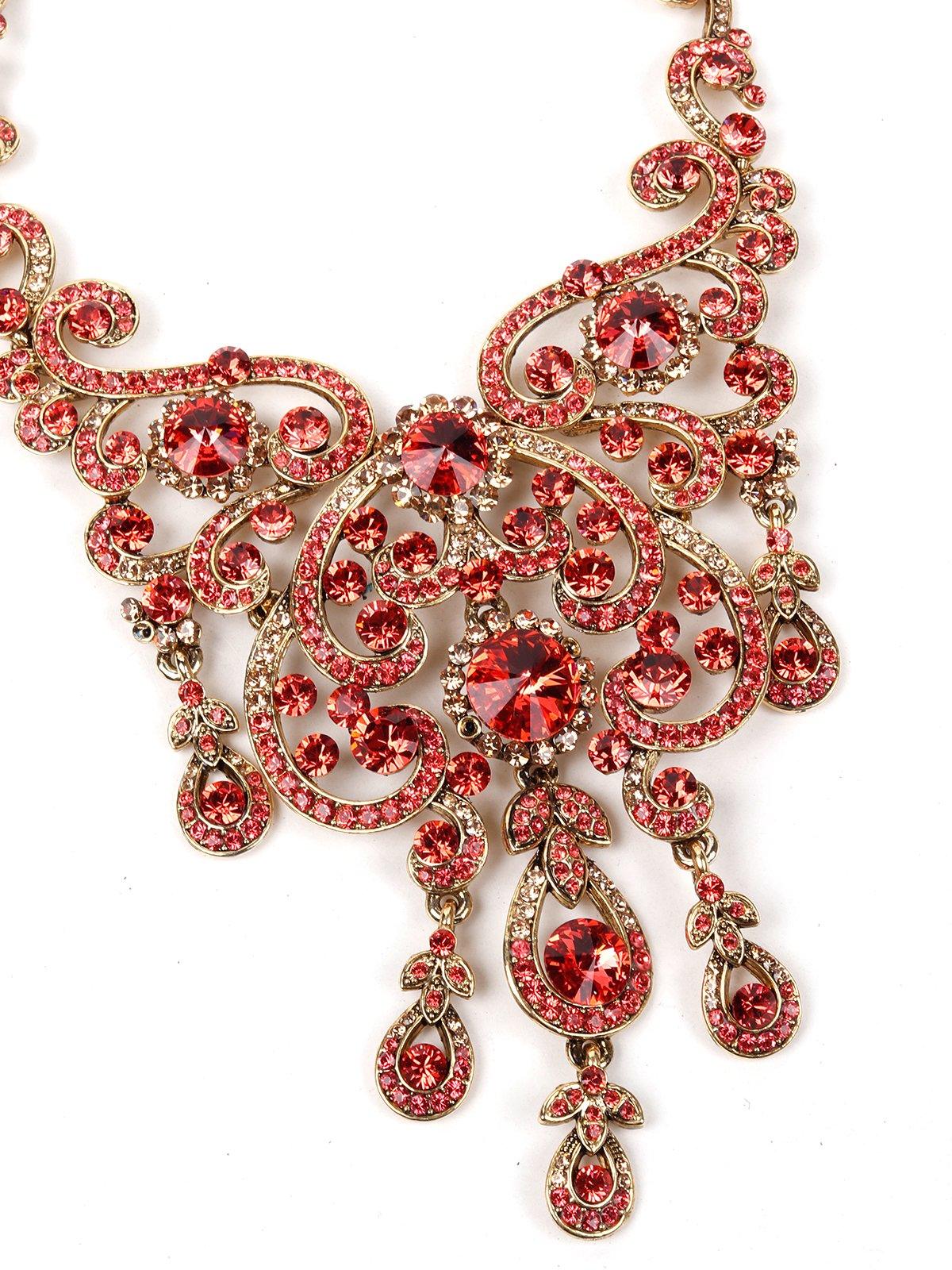 Red & Gold Stone Designer Set - Rajwada