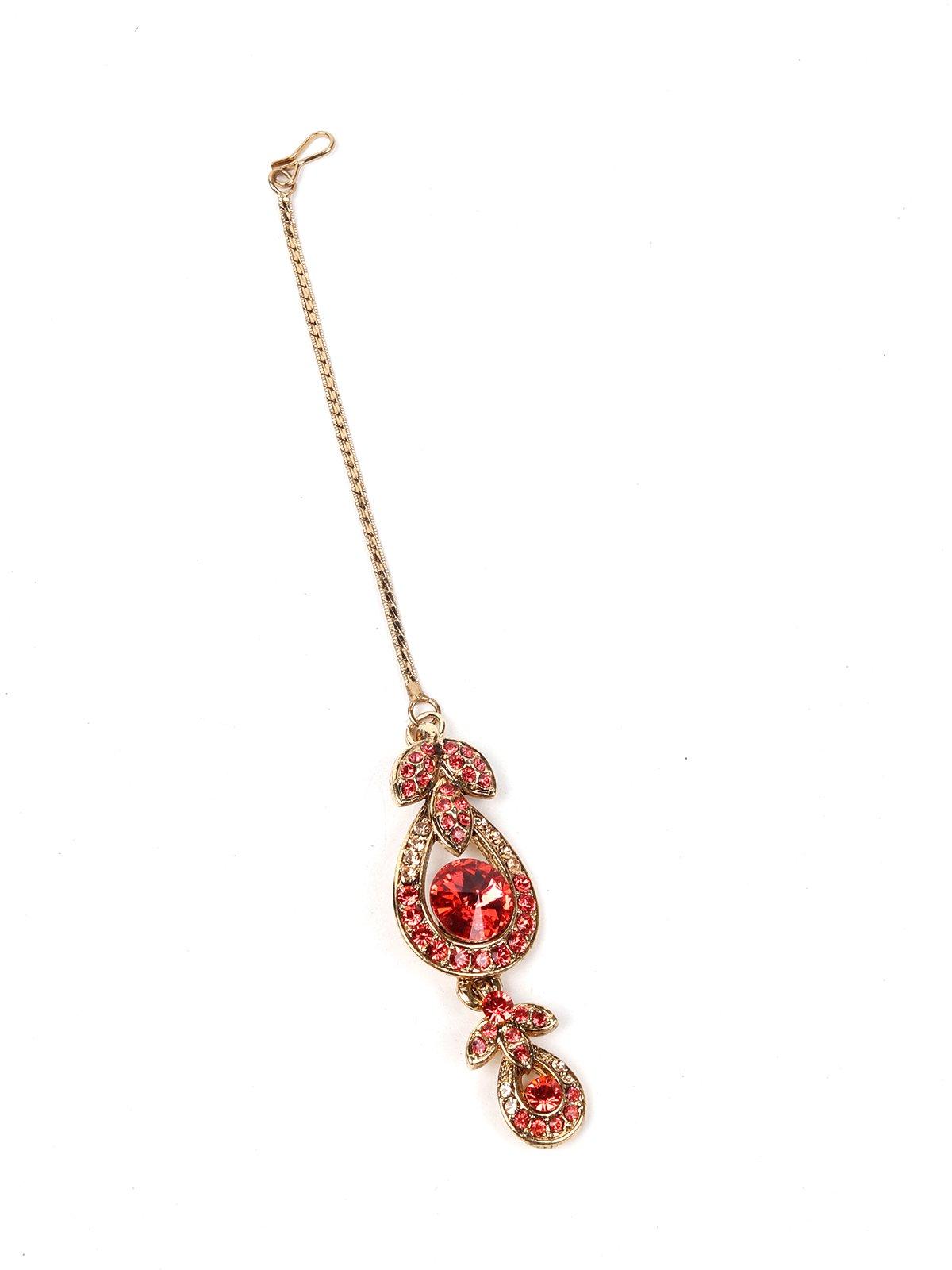 Red & Gold Stone Designer Set - Rajwada