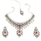 Red And Green Crystal Necklace Set - Rajwada
