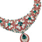 Red And Green Stone Necklace Set - Rajwada