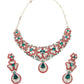 Red And Green Stone Necklace Set - Rajwada