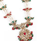Red and green stunning beaded necklace set - Rajwada