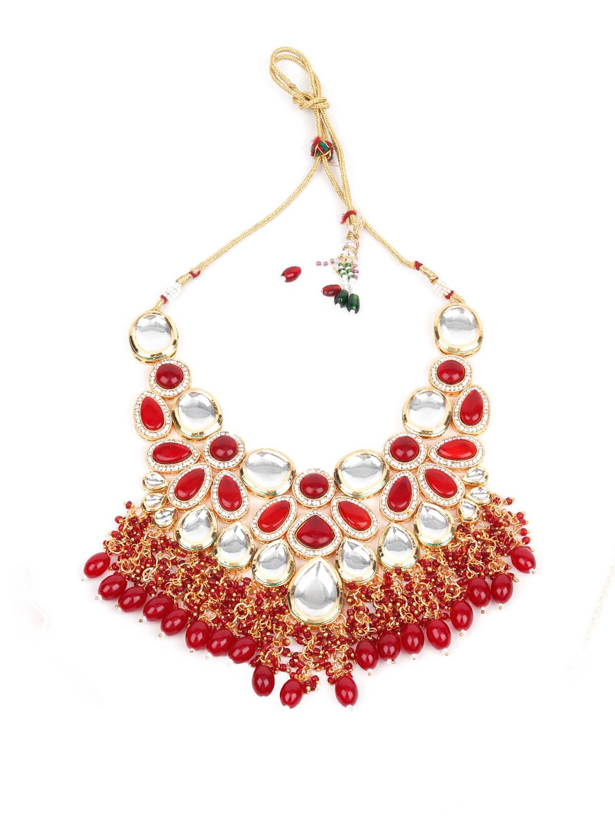 Red And White Choker Set - Rajwada