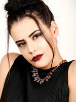 Red & white embellished necklace set - Rajwada