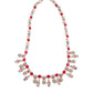 Red & white embellished necklace set - Rajwada