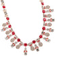 Red & white embellished necklace set - Rajwada