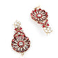 Red And White Floral Kundan Choker Necklace Set - Rajwada