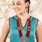Red Bright Onyx-Pearl Necklace Set - Rajwada