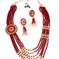 Red Bright Onyx-Pearl Necklace Set - Rajwada