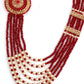Red Bright Onyx-Pearl Necklace Set - Rajwada