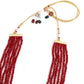Red Bright Onyx-Pearl Necklace Set - Rajwada