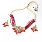 Red Elegant Kundan Necklace Set - Rajwada