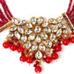 Red Elegant Kundan Necklace Set - Rajwada