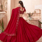 Red Faux Georgette Lehenga Set - Rajwada