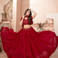 Red Faux Georgette Lehenga Set - Rajwada