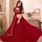 Red Faux Georgette Lehenga Set - Rajwada