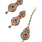 Red, Gold And Green Crystal Necklace Set - Rajwada