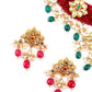 Red-Green Decorative Mani-Kundan-Pearl-Onyx Long Choker Set - Rajwada