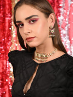 Red-Green Square Multicolour Choker Set - Rajwada