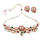 Red Kundan statement necklace set - Rajwada
