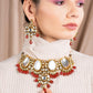Red Onyx and Kundan Choker with Earrings - Rajwada