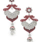 Red Silver Tone Amazing Dangle Earrings - Rajwada