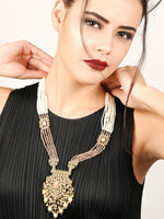 Rose Quartz Kundan Style Necklace Set - Rajwada