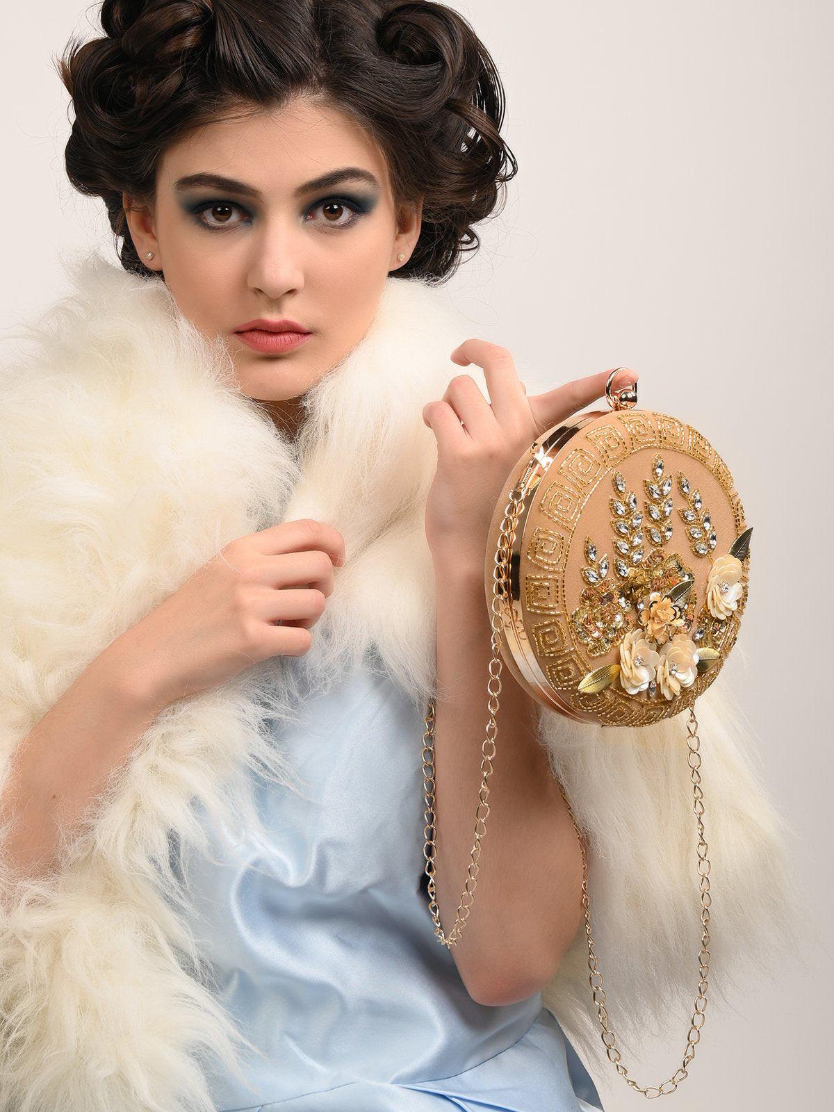 Round Embellished Inspired Sling Bag - Rajwada