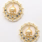 Round gold tone kundan and pearl earrings - Rajwada