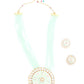 Round Green and White Kundan Jewellery Set - Rajwada