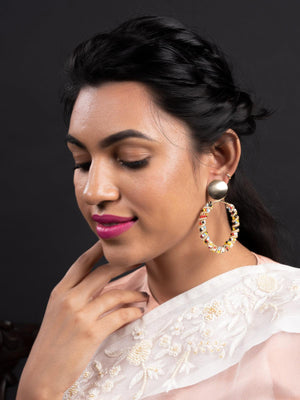 Round Multicolor Beaded Dangle Earrings - Rajwada