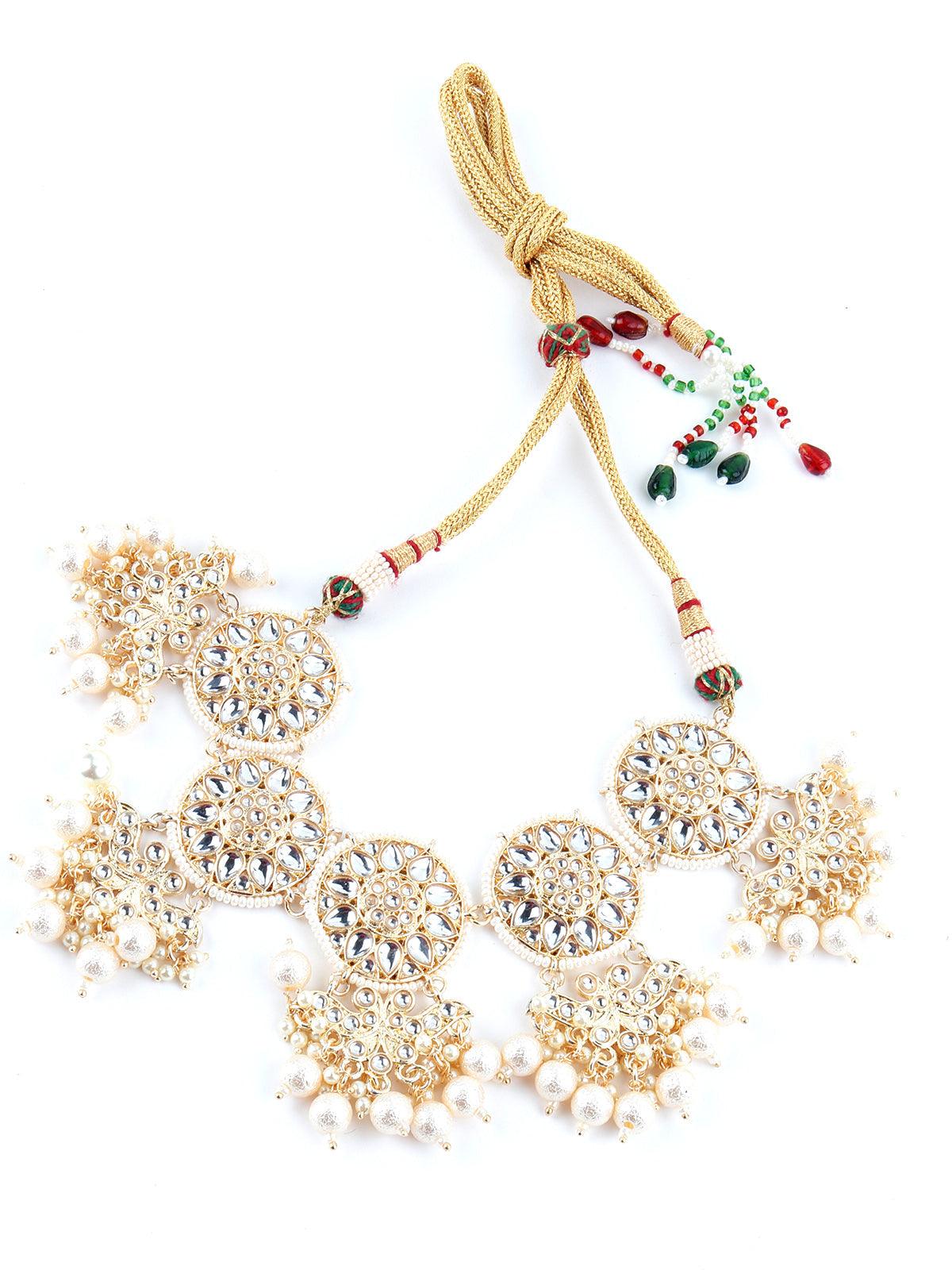 Round Pretty Gold Tone Choker Set - Rajwada