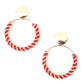 Round Red Beaded Dangle Earrings - Rajwada