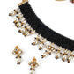 Royal Blue Beautiful Onyx-Pearl-Kundan Choker Set! - Rajwada