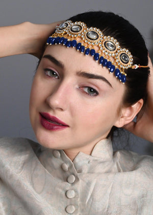Royal Blue Gold Choker Set - Rajwada