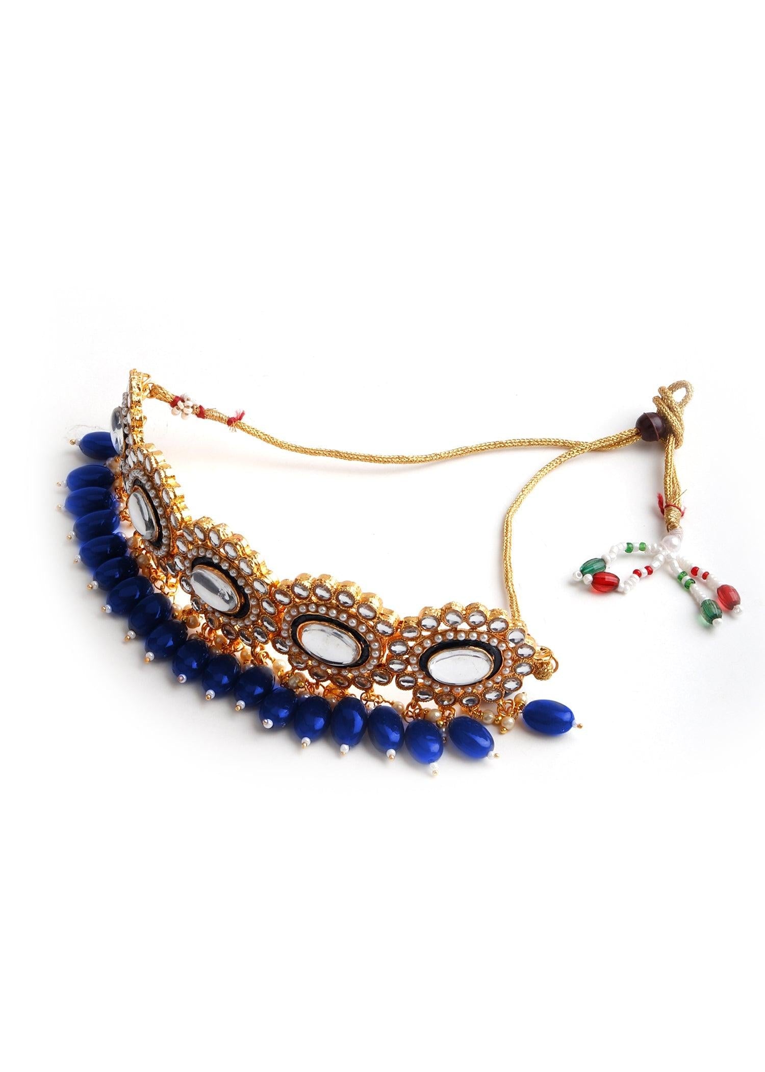 Royal Blue Gold Choker Set - Rajwada