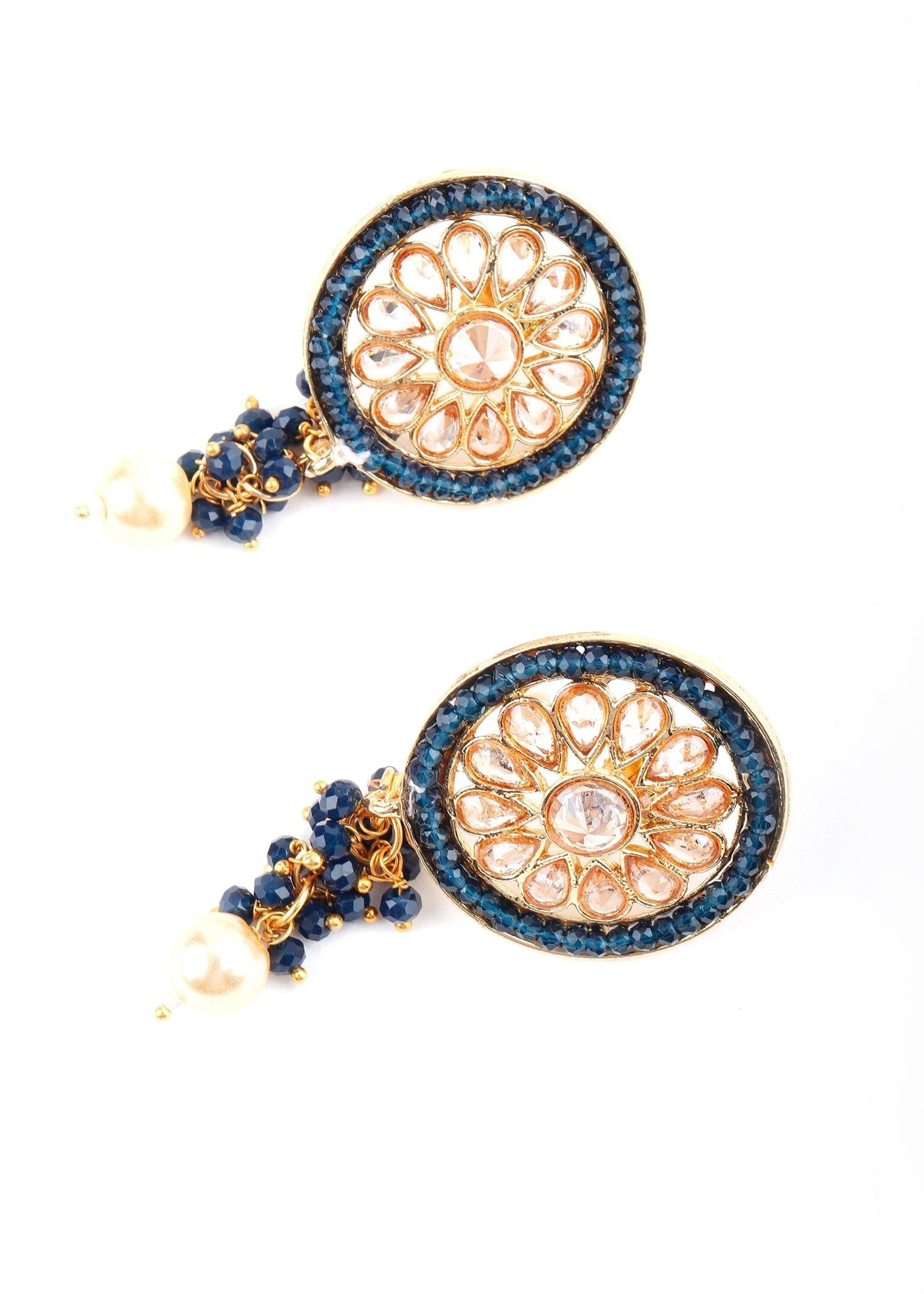 Royal Blue Pearl Choker Set - Rajwada