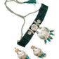 Royal emerald green choker necklace with a gorgeous pendant jewellery set&nbsp; - Rajwada