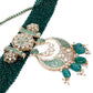 Royal emerald green choker necklace with a gorgeous pendant jewellery set&nbsp; - Rajwada