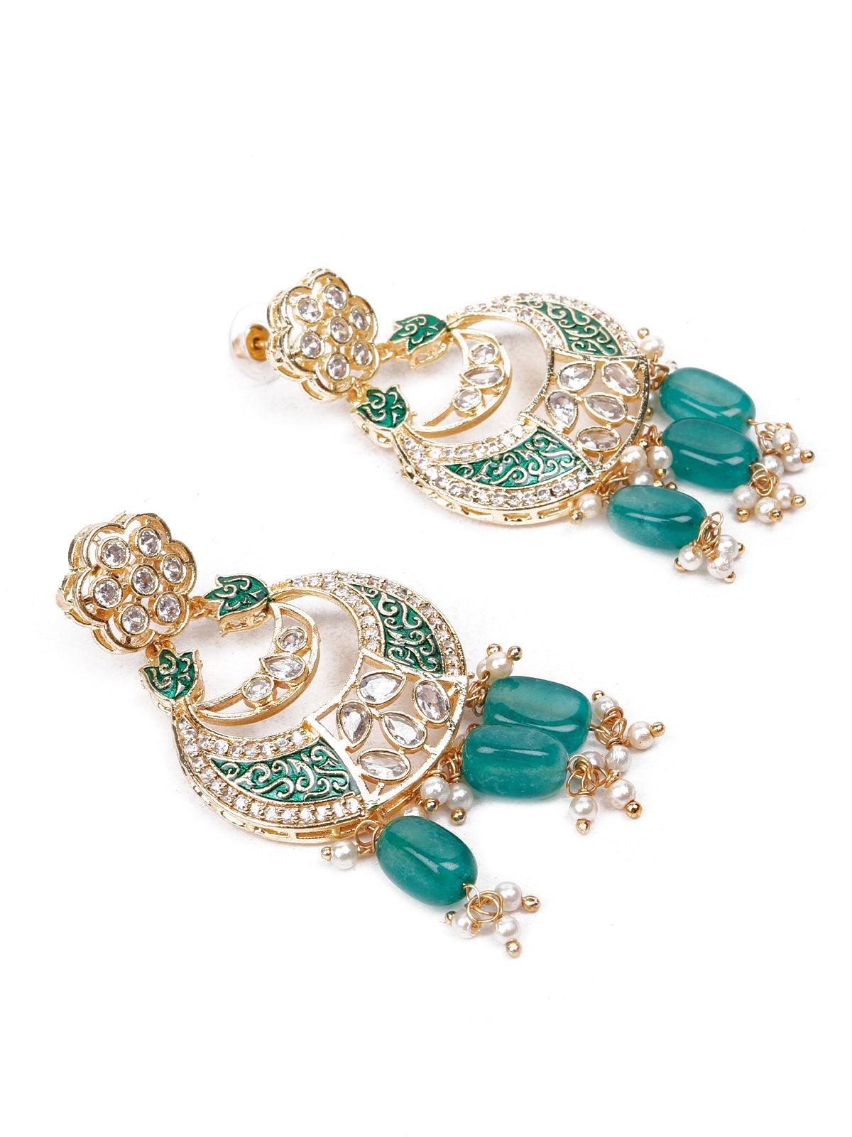 Royal emerald green choker necklace with a gorgeous pendant jewellery set&nbsp; - Rajwada