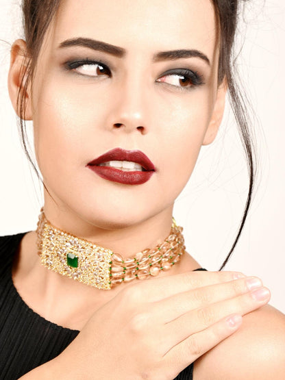Royal emerald green choker set - Rajwada
