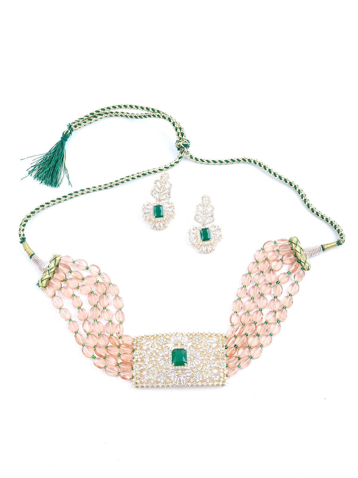 Royal emerald green choker set - Rajwada